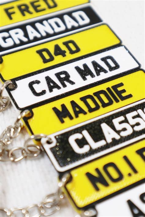printed number plate inspired keyrings personalized birthday