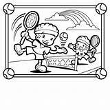 Tennis Coloring Pages Playing Kids Sports Printable Sport Children Color Book Board Preschool Colouring Clipart Play Print Sheets Sandbox Court sketch template