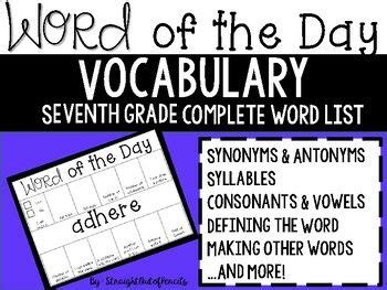 seventh grade vocabulary word list  year packthis seventh grade
