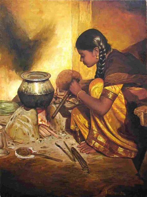 indian village lifestyle hyper realistic acrylic paintings  tamil