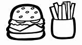 Mewarnai Kentang Goreng Hamburger Menggambar sketch template