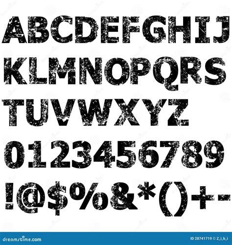 grunge full alphabet stock vector illustration  digit