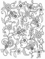 Coloring Pages Adult Bee Colouring Flower Book Bees Flowers Bumble Printable Sheets Color Zentangle Books Mandala Agenda Patterns Doodles Pour sketch template