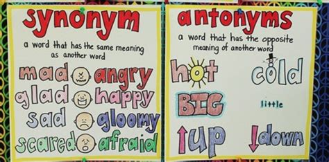 synonyms and antonyms anchor chart with a freebie antonyms anchor