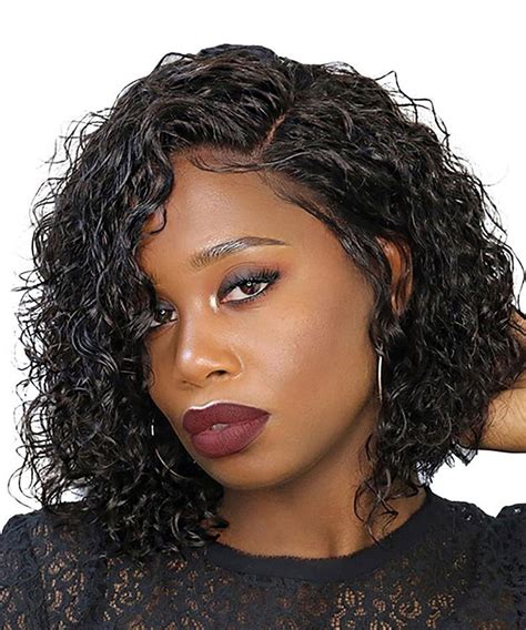 deep part lace front human hair wigs  density deep curly wig  black women msbuycom