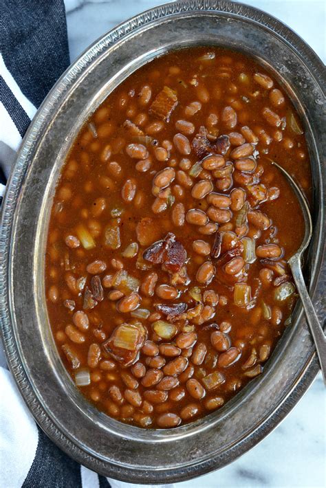 5 ingredient barbecue bacon baked beans simply scratch