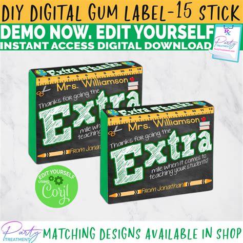 extra gum teacher appreciation printable party treatment