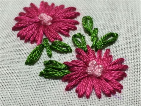 mooshiestitch straight stitch flowers