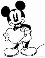 Coloring Mickey Heart Pages Holding Classic Mouse Disney Valentine Printable Minnie Goofy Disneyclips Funstuff sketch template