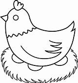 Hen Clipart Clip Chicken Nest Line Cliparts Farm Outline Cute Coloring Chick Animal Head Animals Drawing Library Sweetclipart Pages Hens sketch template
