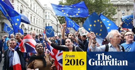 thousands  pro eu protesters attend anti brexit march  london video politics  guardian