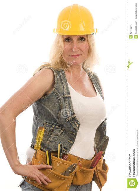 contractor construction lady  tools stock image image  girl blond