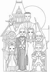 Coloring Pages Halloween Adams Family Famille Color Morticia Gomez Addams Adults Wednesday Printable Choose Board sketch template