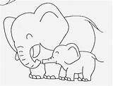Baby Elephant Coloring Cute Pages sketch template