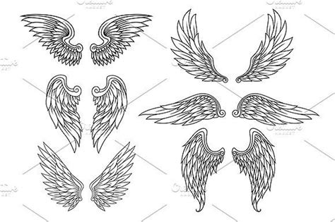 Heraldic Wings Set Wings Tattoo Angel Wings Tattoo Set Tattoo