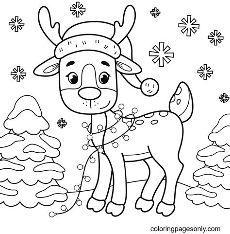 christmas  reindeer coloring page  printable coloring pages