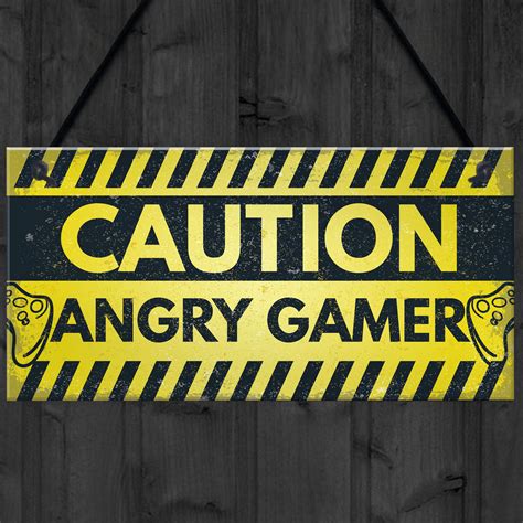 caution angry gamer door sign gamer gifts gamer accessories