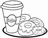 Donut Coloring Coffee Pages Food Cream Kids sketch template