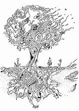 Coloring Pages Adult Tree Color Colouring Printable Book Books Adults Printables Grown Banyan Sheets Pine Drawings Drawing Print Ups Line sketch template
