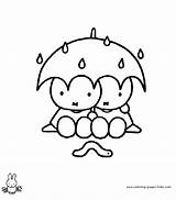 Miffy Coloring Pages Kids Cartoon Color Sheets Printable Characters Character Umbrella Drawing ミッフィー Redwork Stationery Notes Window Back Minions Activities sketch template