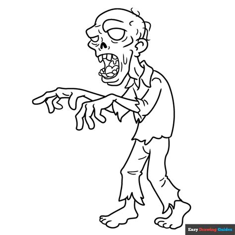 creepy zombie coloring page easy drawing guides
