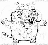 Ugly Devil Outlined Loving Clipart Cartoon Coloring Vector Cory Thoman Royalty sketch template