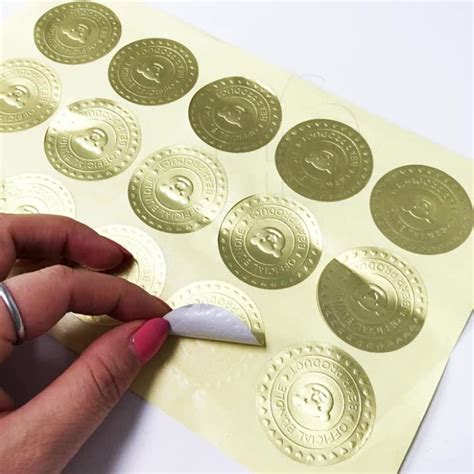 custom die cut embossed gold foil adhesive logo stickers buy glod