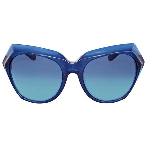 coach hc8193 54274s teal glitter cat eye sunglasses blue gradient