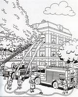 Kleurplaat Coloring Grote Pompier Brandweer Tekening Pompiers Woningbrand Feu Blussen Politie Brigade Alweer Resultaat Firetruck sketch template