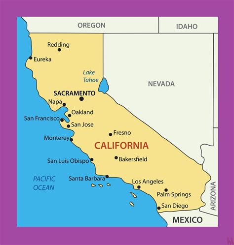 map  california cities major cities  california map whatsanswer
