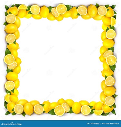 border ripe lemons close  stock photo image  citrus border