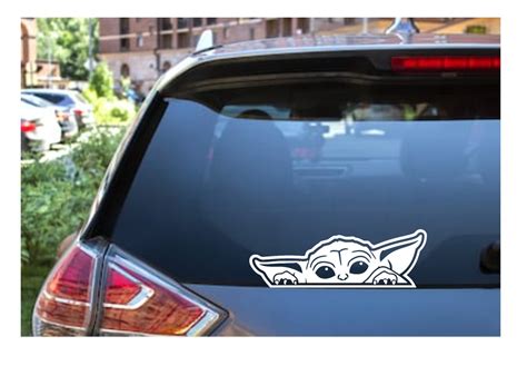 baby yoda grogu peeking car truck window decal sticker   usa