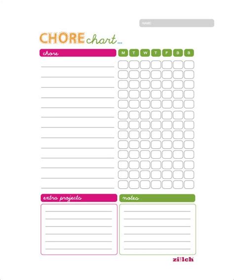 slashcasual weekly chore chart template