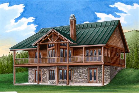 mountain house plan  log siding   vaulted great room bg architectural designs