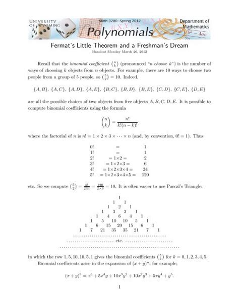 fermats  theorem   freshmans dream