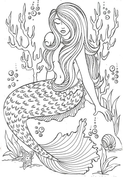 realistic mermaid coloring pages  printable coloring pages