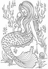 Adult Mermaids Sheets Underwater Detailed Queen Coastal Getdrawings Coloringpagesfortoddlers Gcssi sketch template