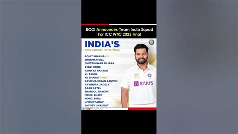 bcci announce test squad  test championship final viral ipl