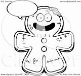 Zombie Mascot Gingerbread Talking Happy Coloring Clipart Cartoon Cory Thoman Outlined Vector 2021 sketch template