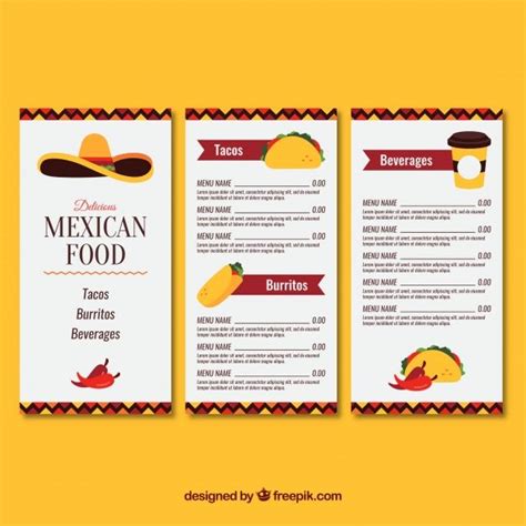 download mexican food menu with three pages for free mexican food