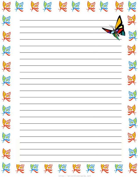 butterflies  printable stationery  kids regular lined butterfly