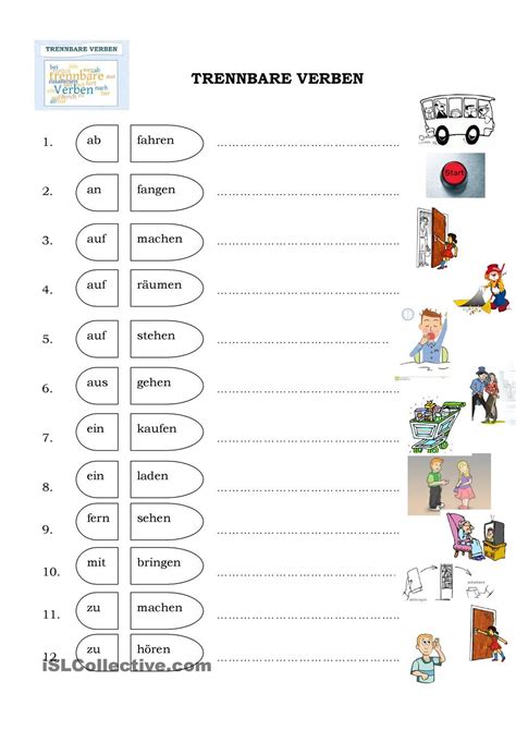 trennbare verben verben deutsch lernen und verben liste