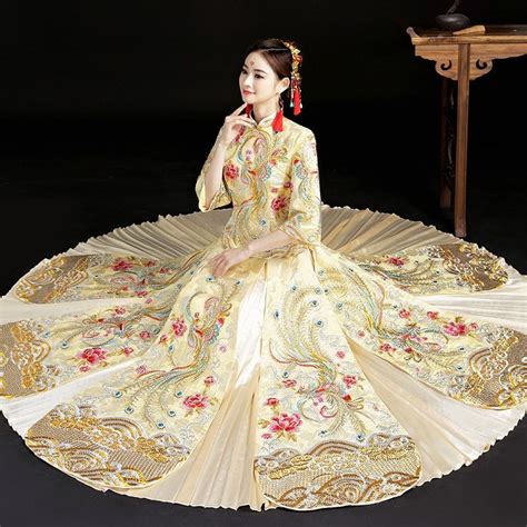 traditional chinese wedding gown cheongsam long bride traditions white
