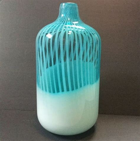 Contemporary Art Glass Vase Bottle Shape White Frosted