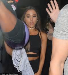 ariana grande hits london club scene armed with a big purple balloon daily mail online