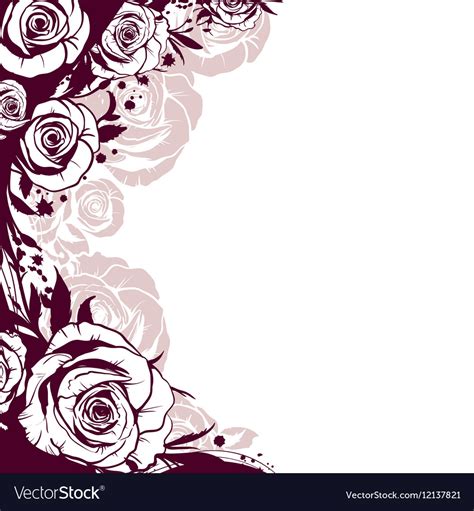 edge  decorated  flowers roses royalty  vector