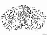 Coloring Dead Skull Pages Roses Sugar Printable Rose Calavera Adults Girl Skulls Print Colouring Color Sheets Kids Mexican Drawing Adult sketch template