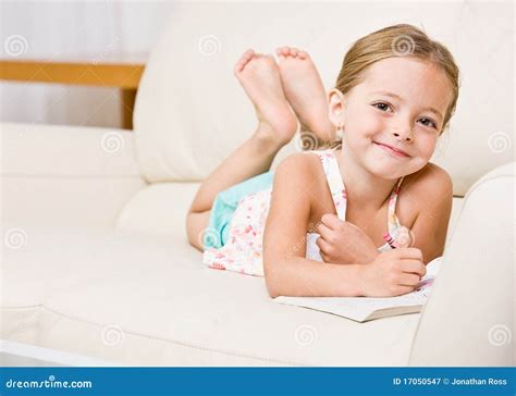 girl coloring  coloring book stock image image  assured couch