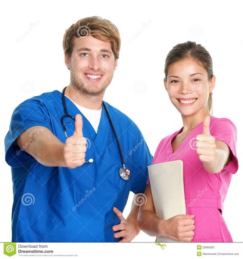 Nurse And Doctor Team Happy Thumbs Up Stock Image Image