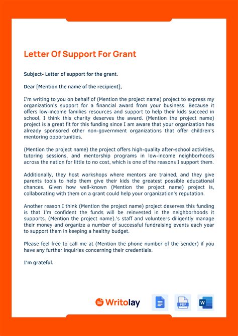 letter  support  grant